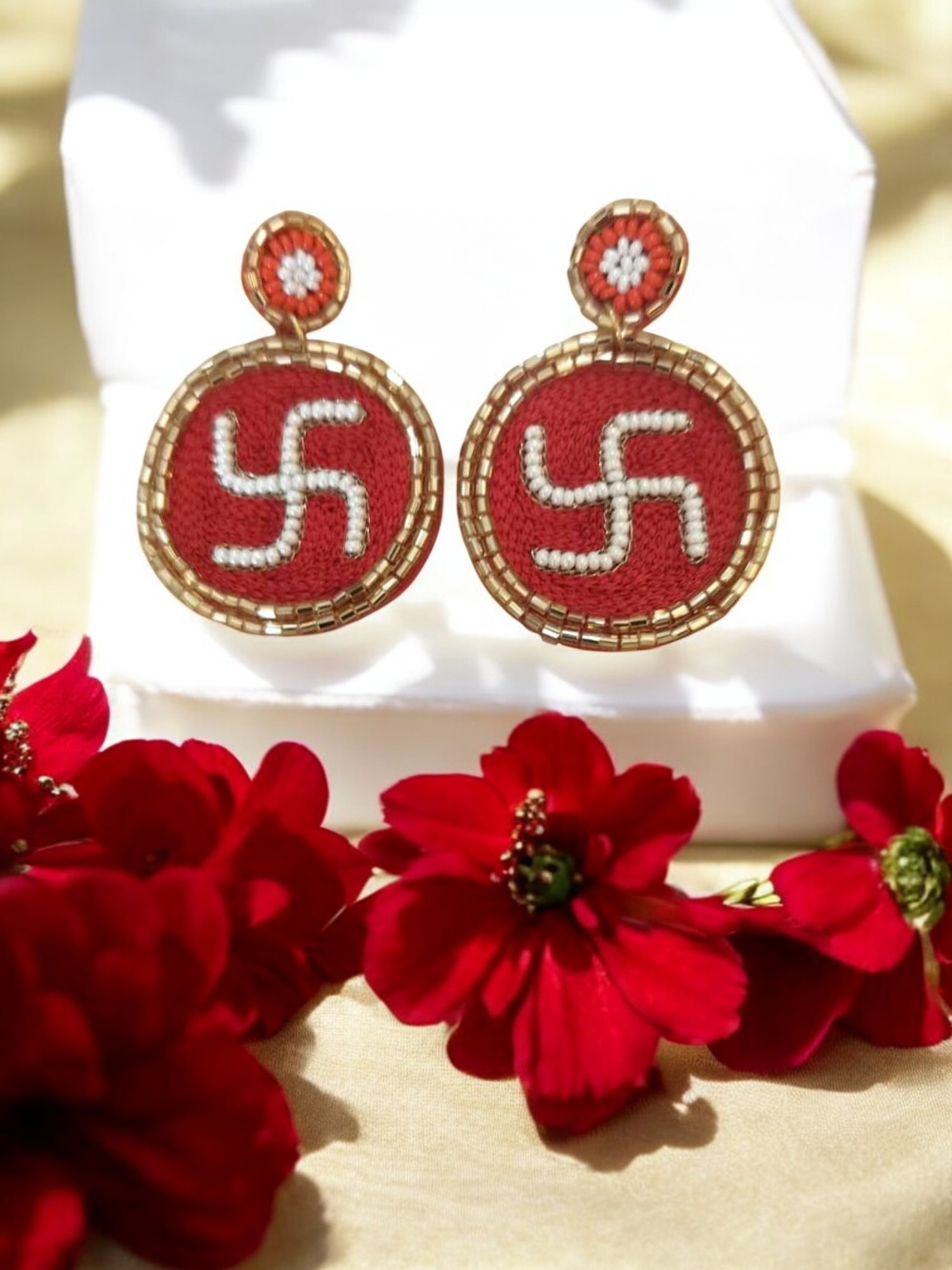 Elegant Half Flower Design Beads Earrings