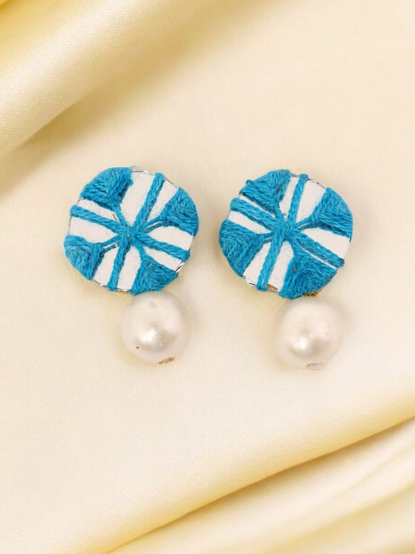 Gold Floral Kundan Stud Earrings with Crystal Centerpiece - Image 2