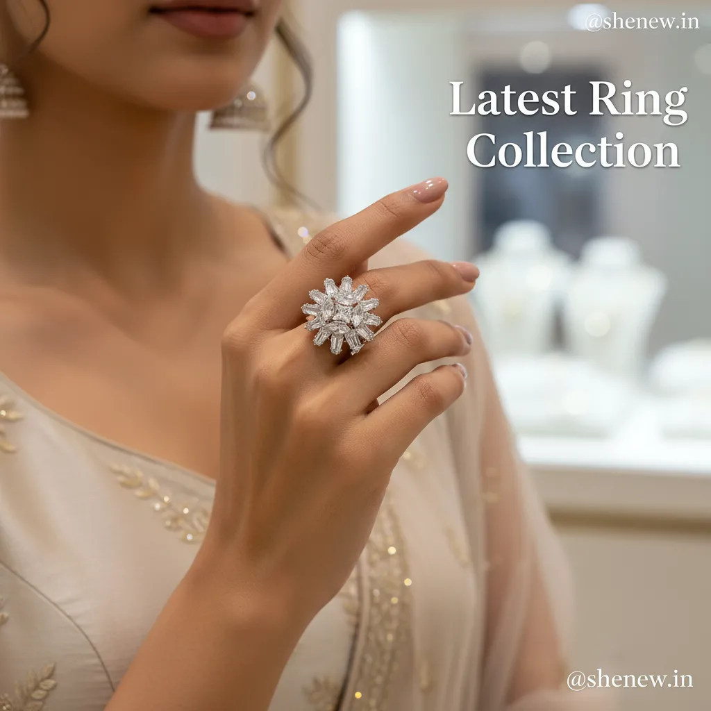 Silver-Plated Floral Cluster Statement Ring for Women