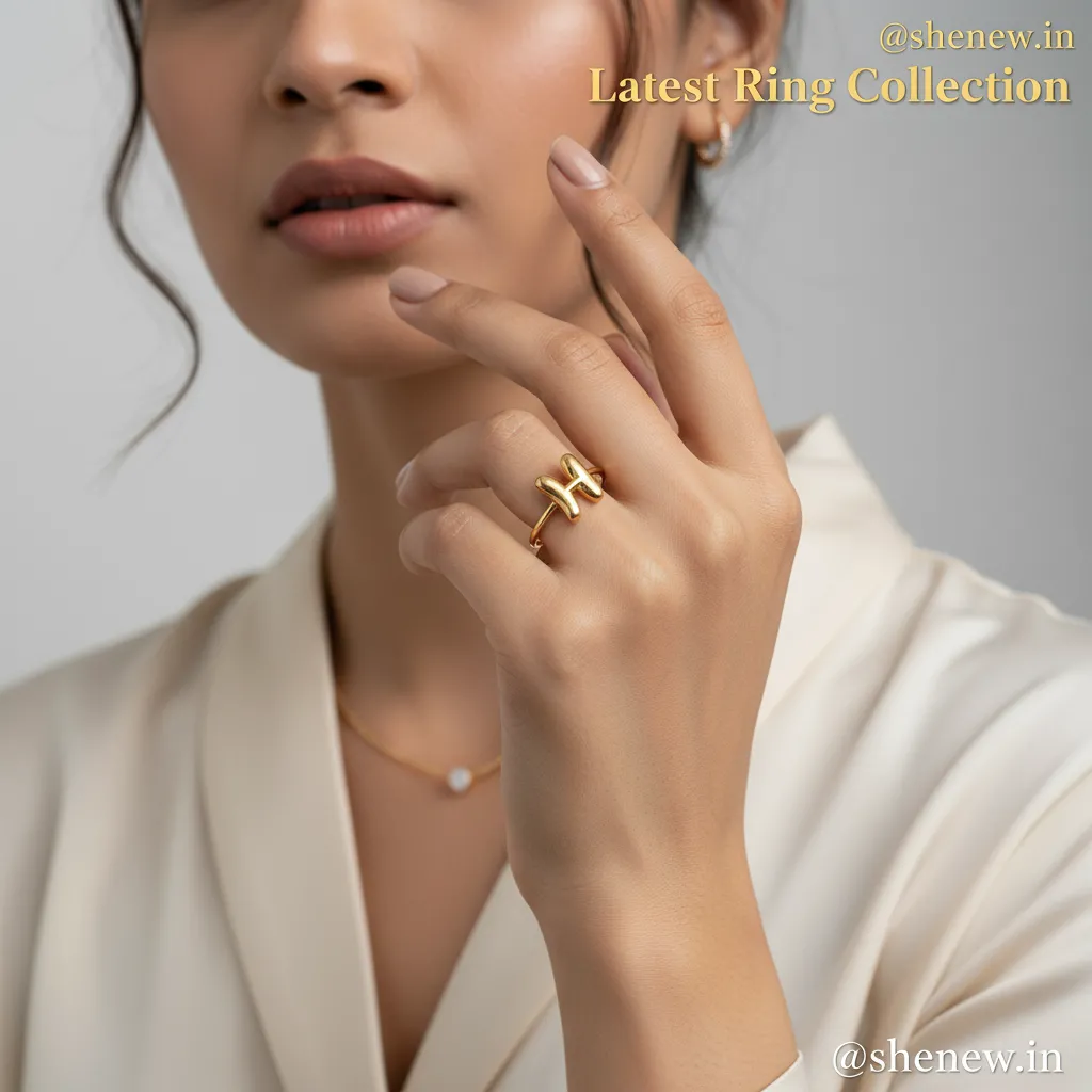 Golden plate Adjustable Minimal H Design Ring