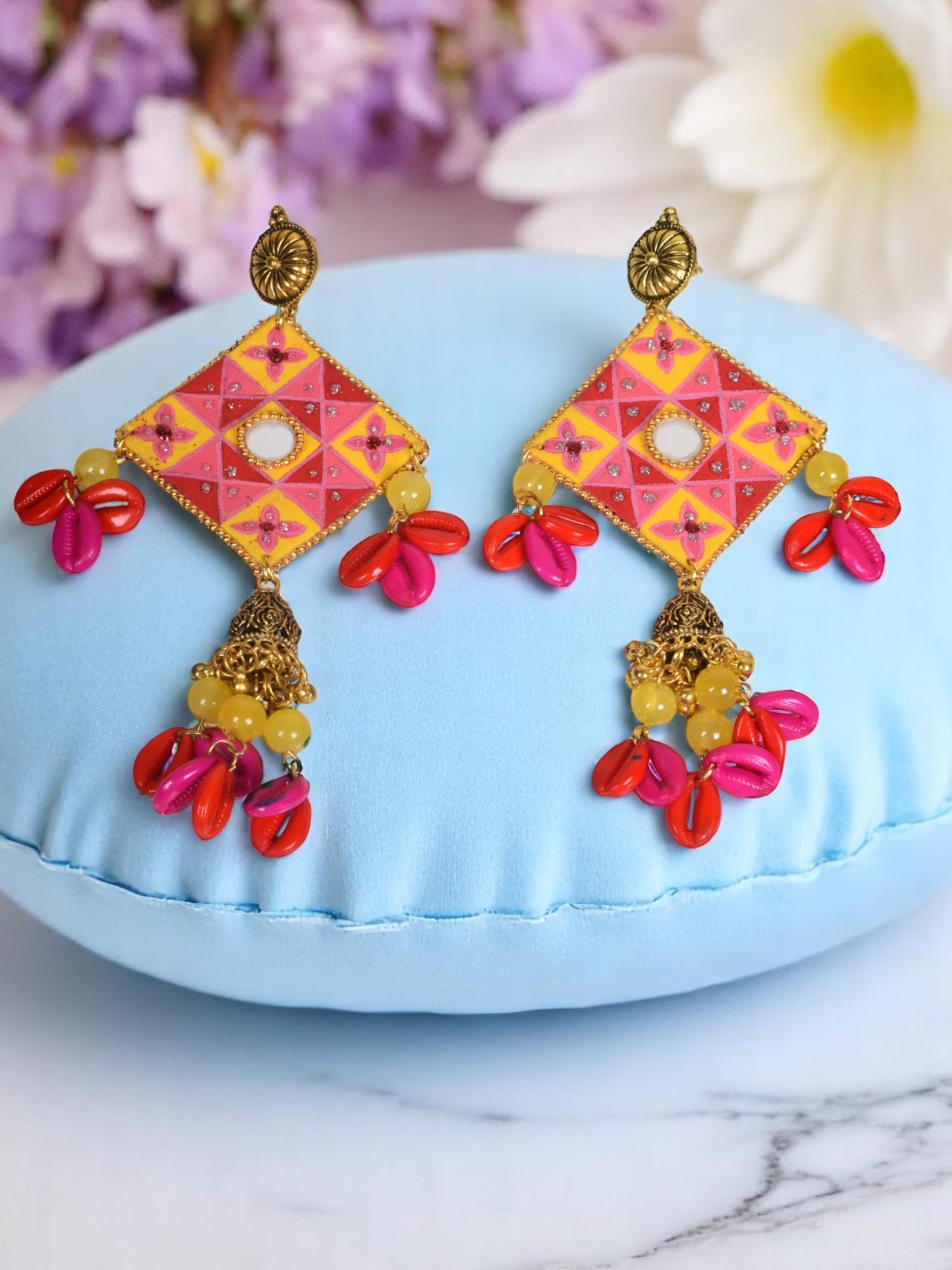 Diamond Charm Radiance Beaded Dangles Earrings