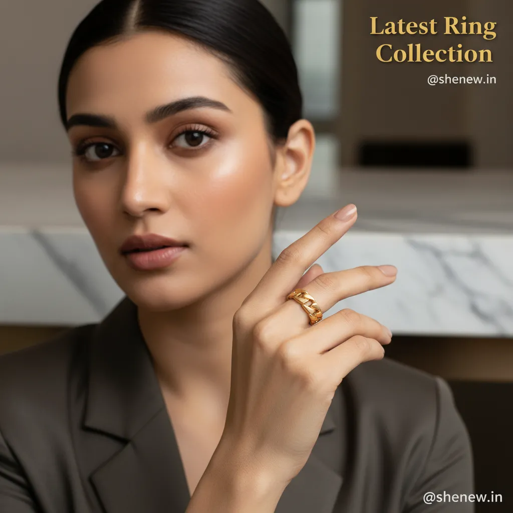 Bold Pattern Gold Plated Ring for Women