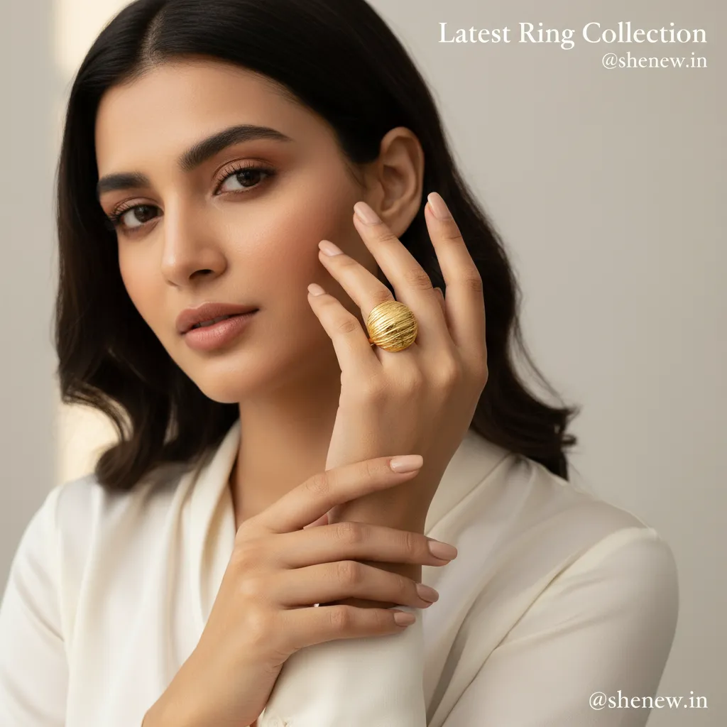 Gold-Plated Textured Dome Statement Ring for Women
