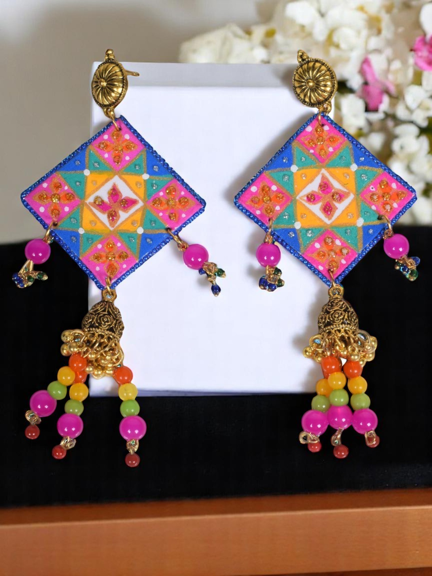 Artisan-Inspired Handcrafted Motif Drop Earrings