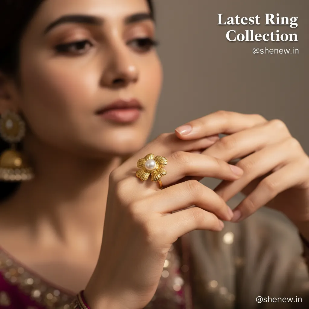 Floral Pearl Gold Plated Statement Ring for Women