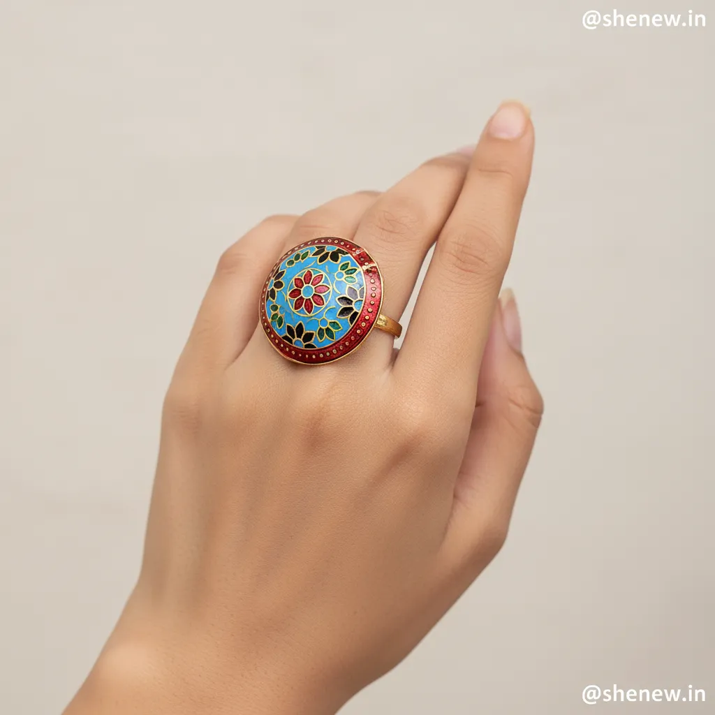 Handcrafted Multicolor Meenakari Adjustable Statement Ring