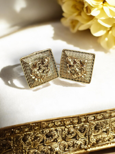 Leaf Shape Mirrored Dangle Earrings