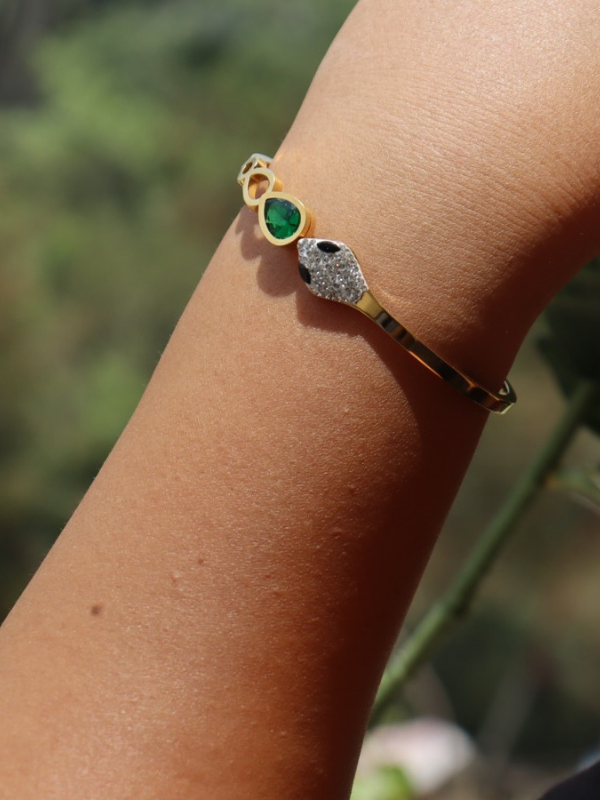 Snake Design Metal Golden Hand Bracelet - Image 2