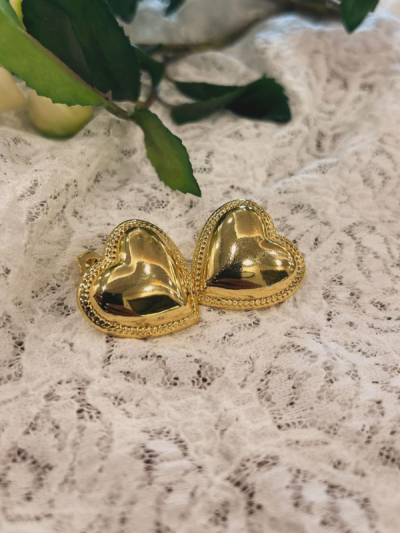 Golden Plain Heart Shape Metal Earrings