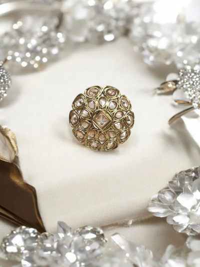 Gold Radiance Kundan Dome Ring