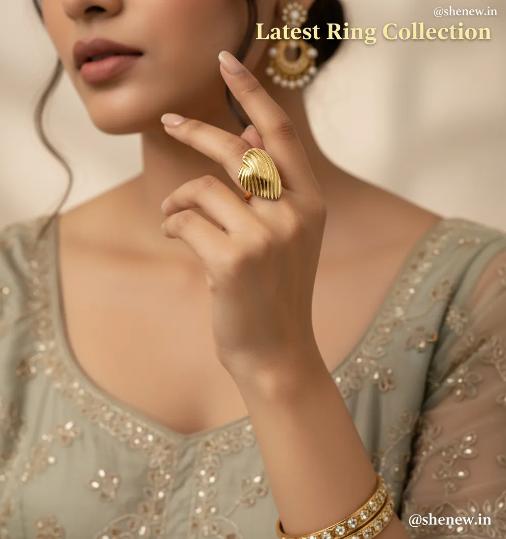 Gold Plated Textured Heart Adjustable Ring for Women
