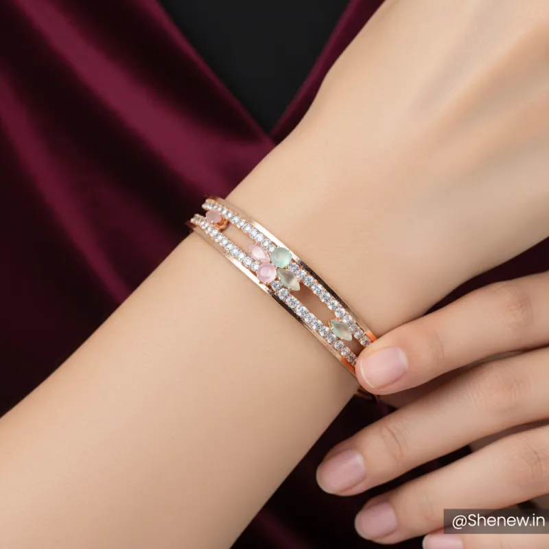 Gold-Plated Crystal Accent Adjustable Bracelet for Women