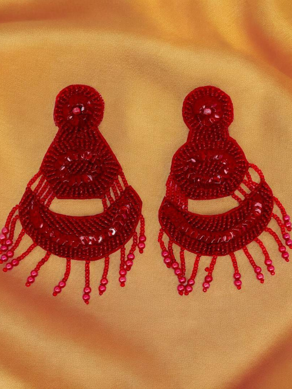 Lakshmi Goddess Stud Earrings with Ruby Accents