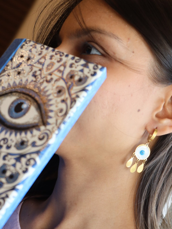 Beautiful Evil Eye Design Metal Earrings - Image 2