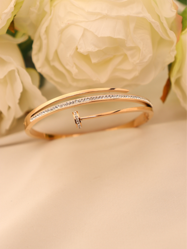 Rose Gold Triple Layer Hand Bracelet - Image 2