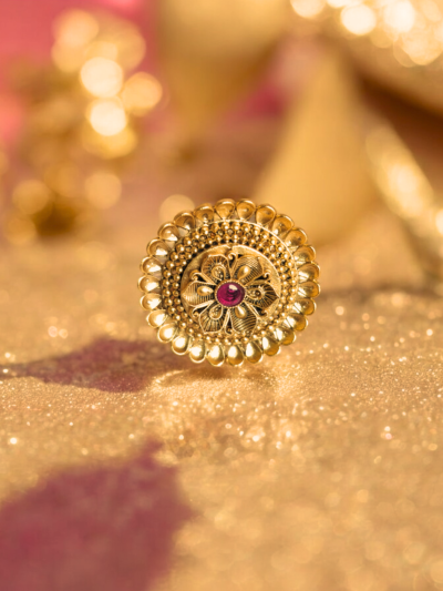 Gold Plated Stone Studded Finger-Ring