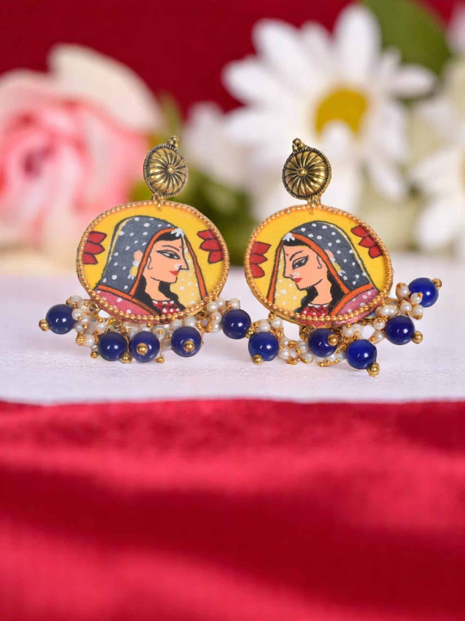 Traditional Regal Vintage Maharani Portrait Earrings