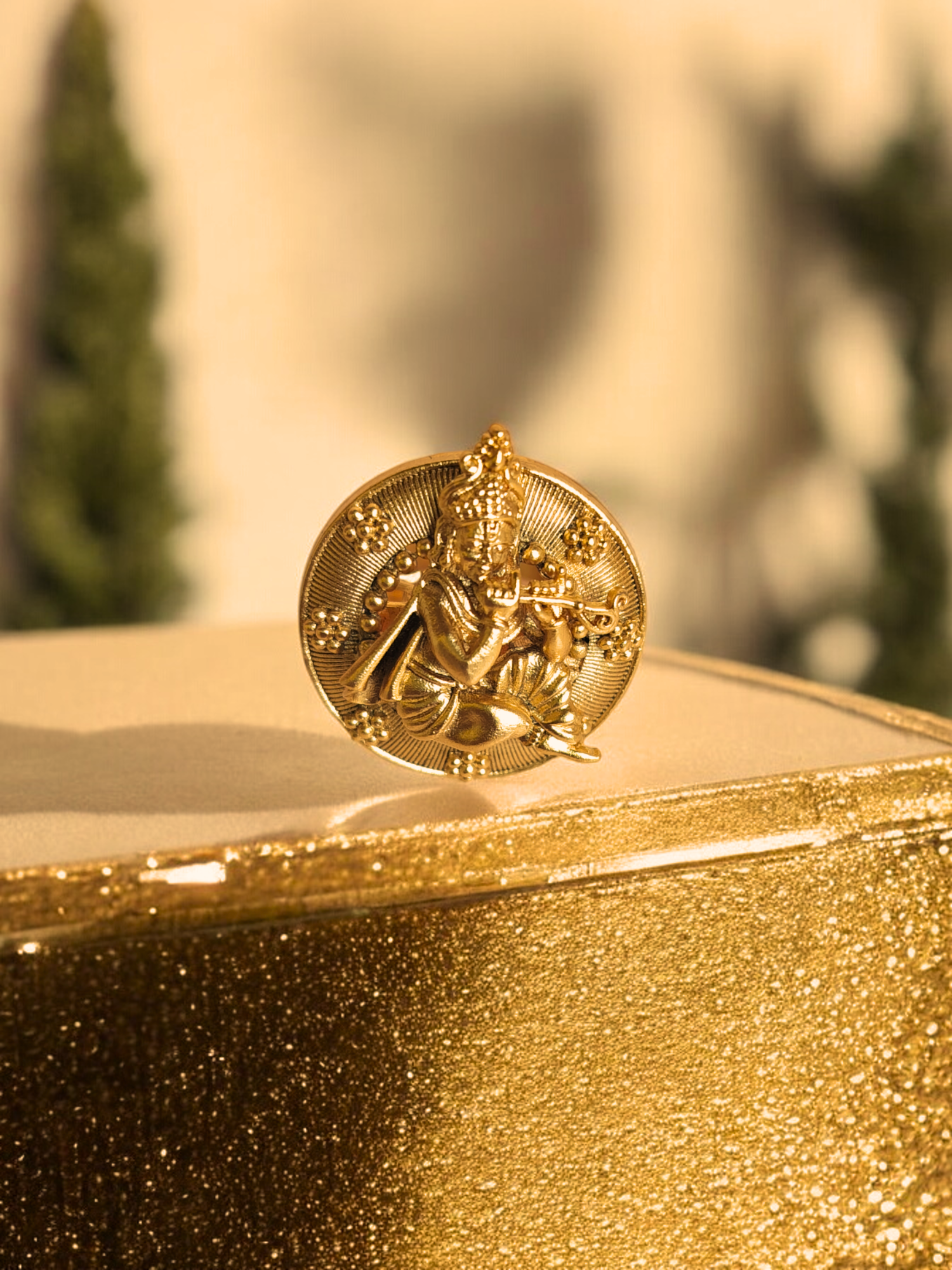 Krishna With Flute Beautiful Adjustable Ring