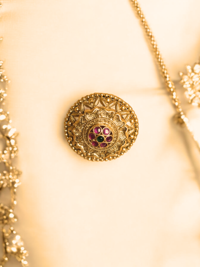 Regal Lotus Medallion Gemstone Ring