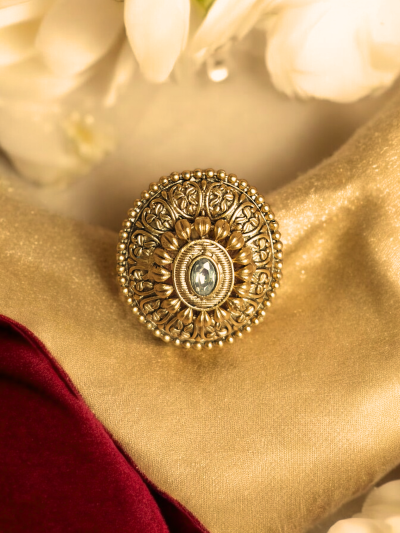 Majestic Floral Ruby Medallion Ring