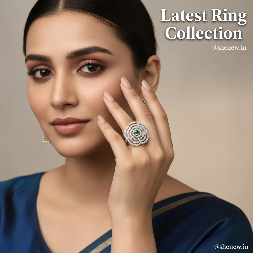 Silver Plated Multi-Layered Stone Adjustable Cocktail Ring for Women
