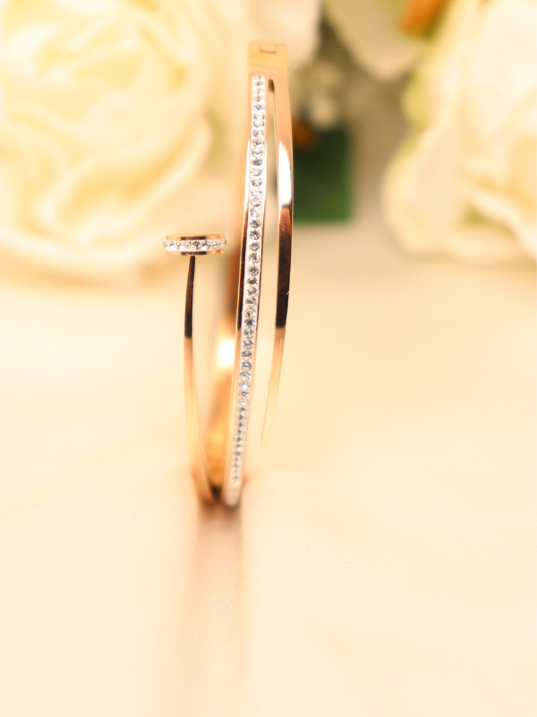 Rose Gold Triple Layer Hand Bracelet - Image 3
