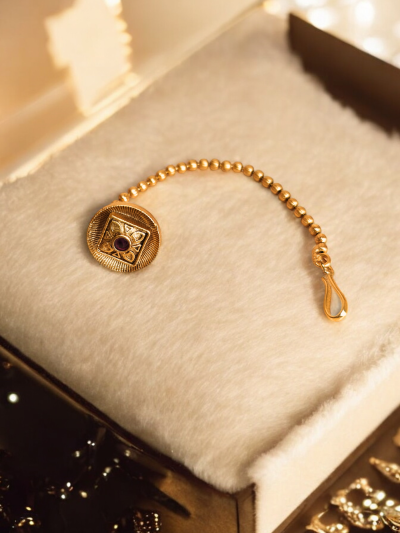 Ruby Kundan Gold Plated Borla Maang Tikka