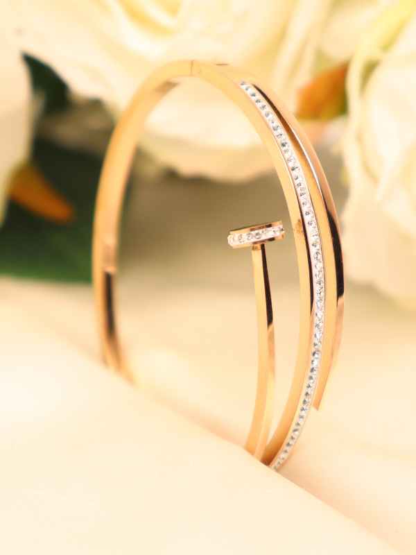 Rose Gold Triple Layer Hand Bracelet - Image 4