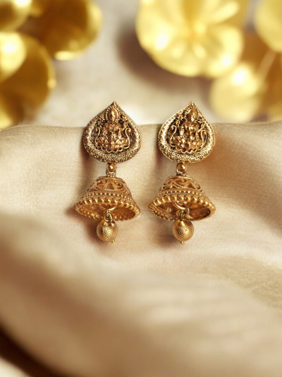 Divine Lakshmi Temple Jhumki Earrings