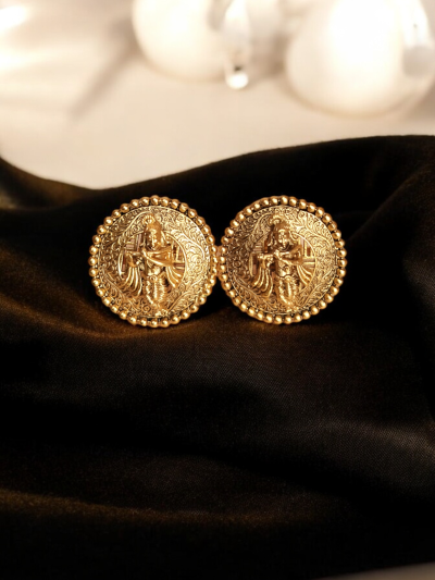 Beautiful Temple Design Krishna Stud Earrings