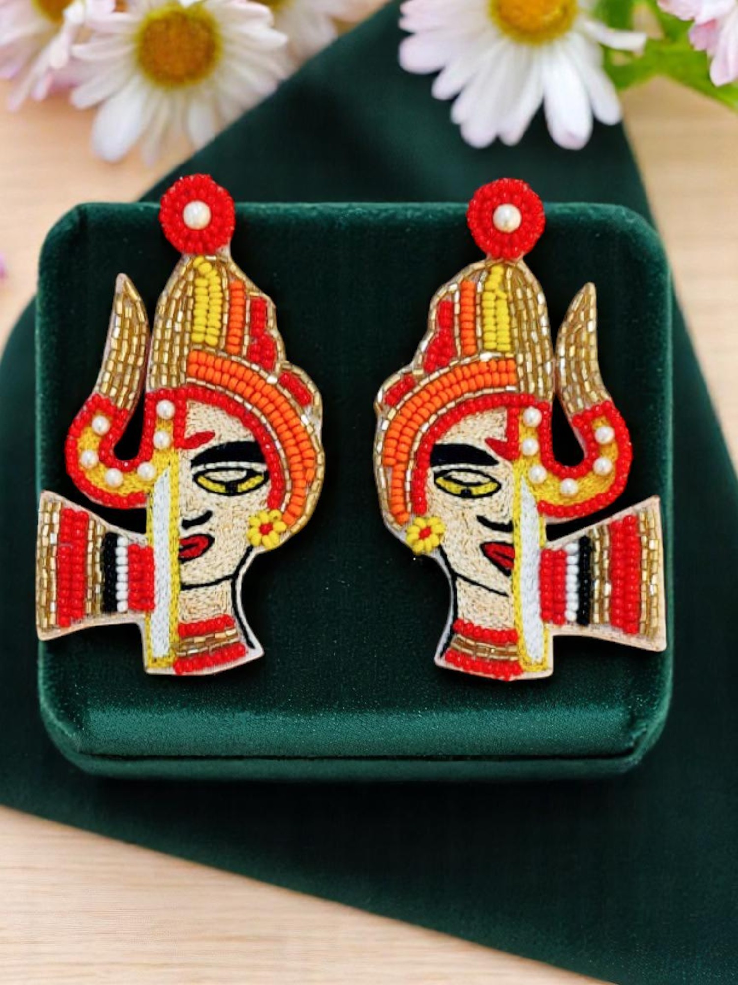 Handcrafted Traditional Beaded Earrings – Multicolor