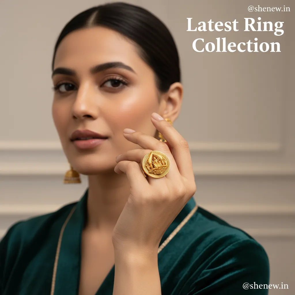 Gold-Plated Designer Statement Ring – Adjustable Traditional Jewelry