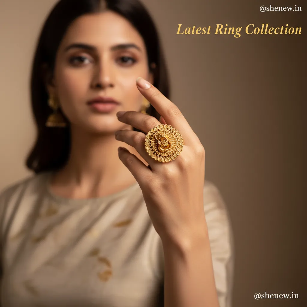 Gold-Plated Ganesha Designer Ring for Women