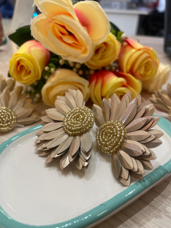 Elegant Half Flower Design Beads Earrings - Image 2