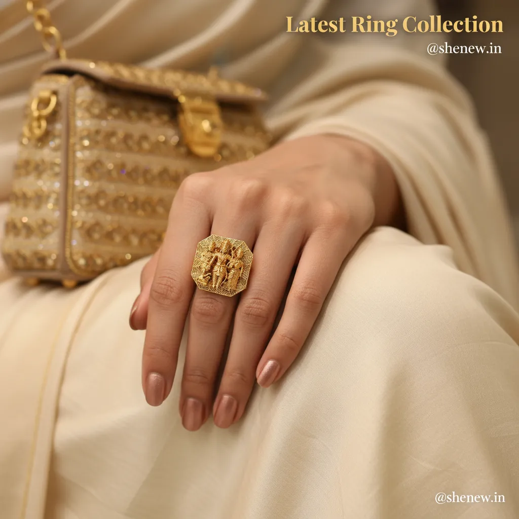 Gold-Plated Ram Darbar Statement Ring for Women