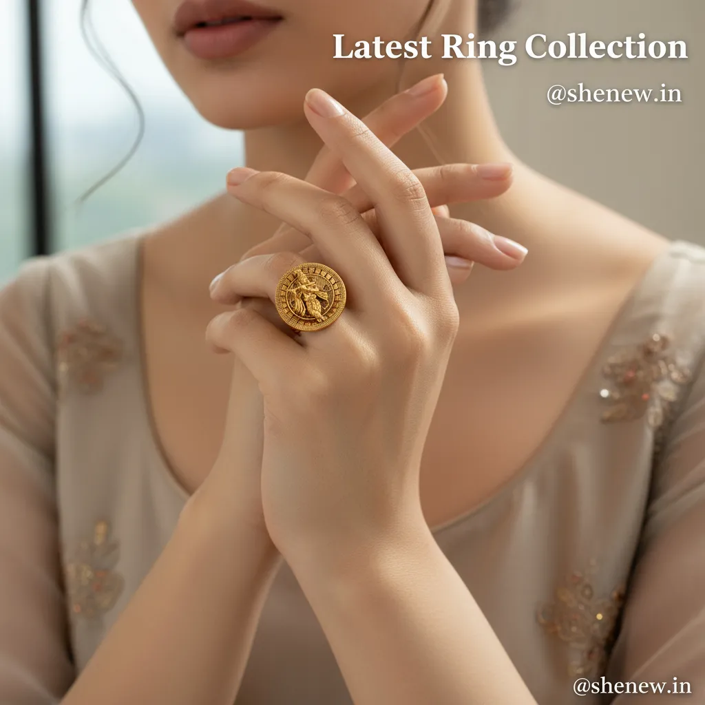 Antique Gold Coin Statement Ring with Goddess Motif
