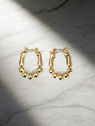 Simple Irregular Shape Golden Hoop Earrings