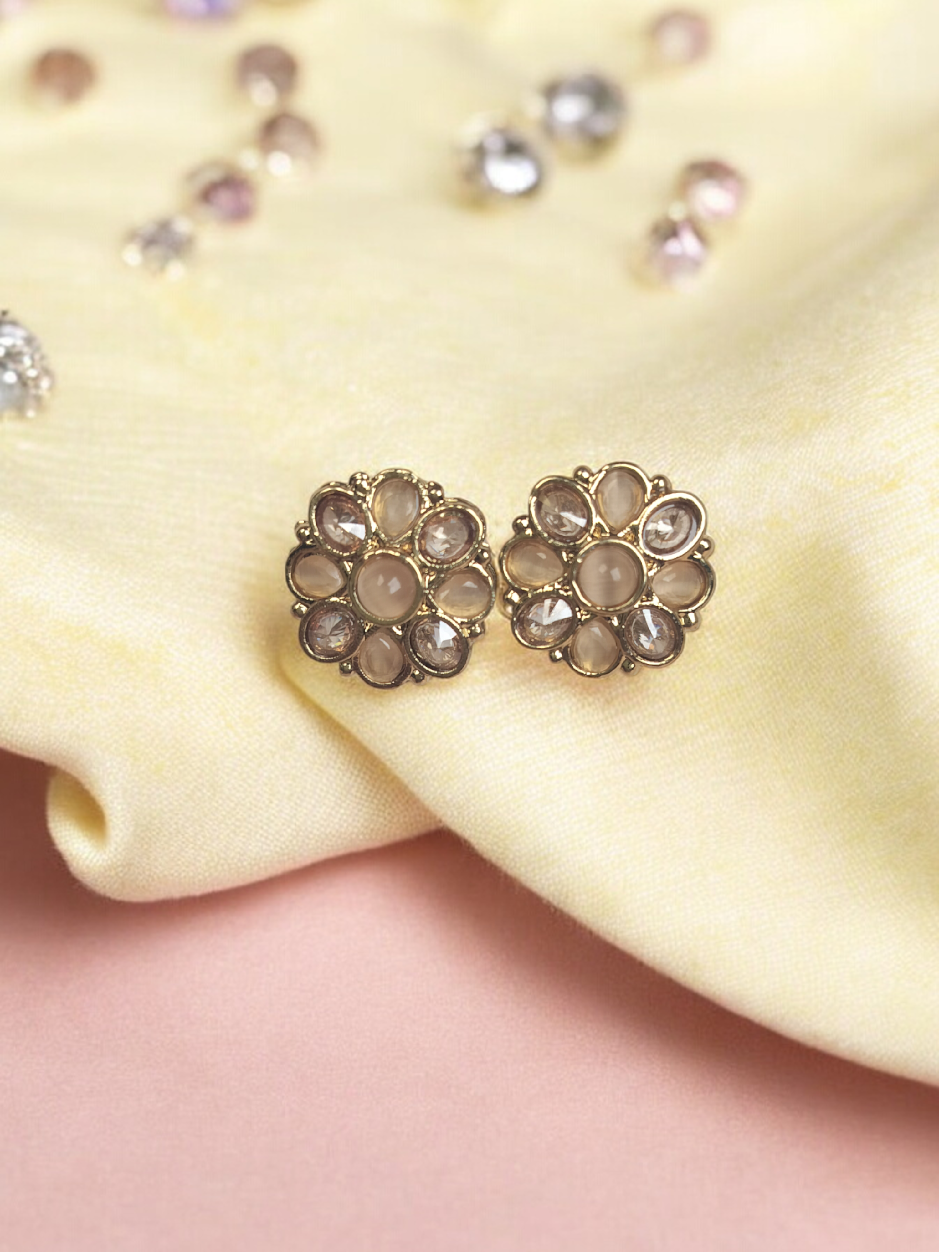 Ruby Centered Floral Kundan Polki Earrings - Image 9