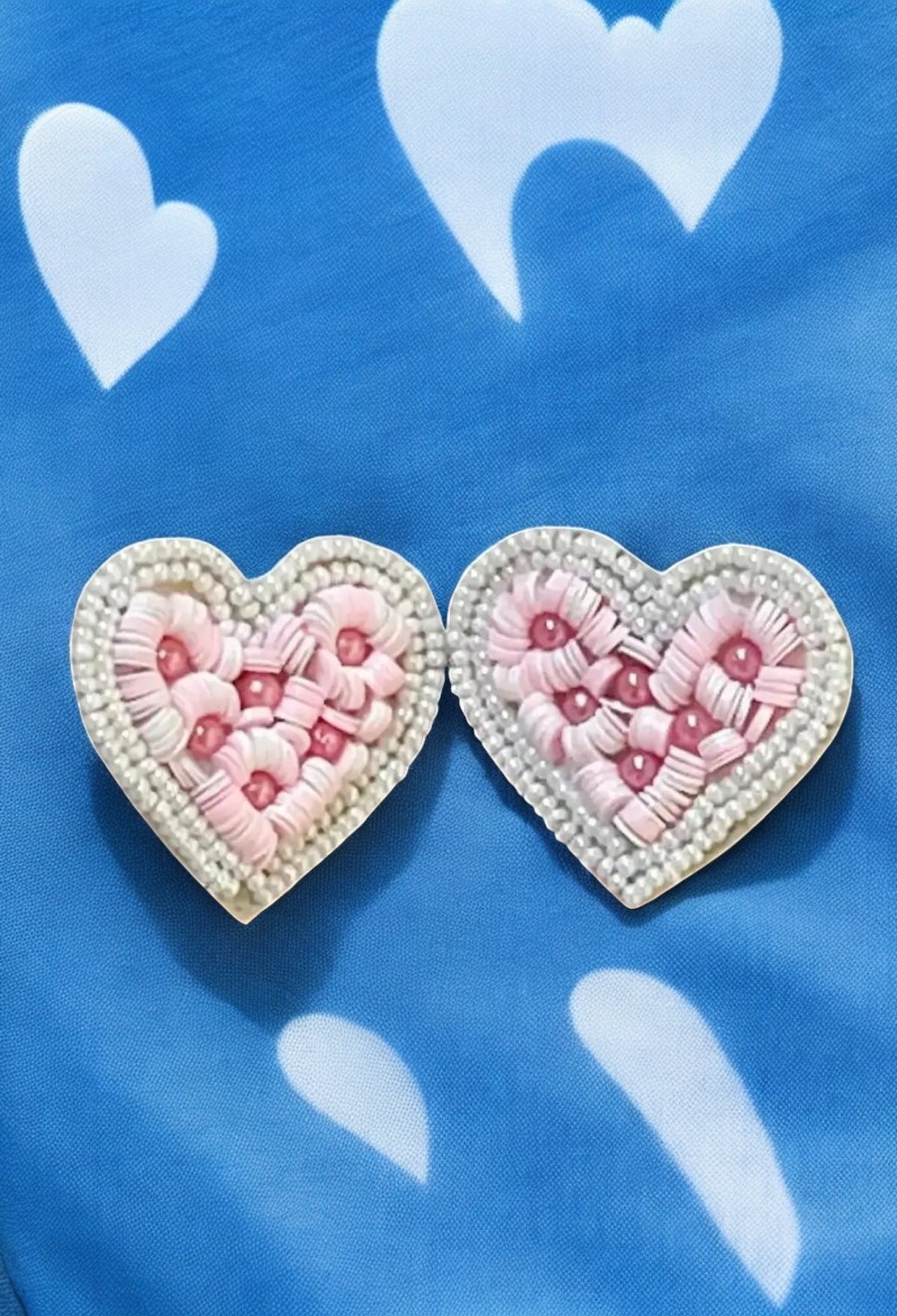 Blush Soft Pink Heart Statement Earrings