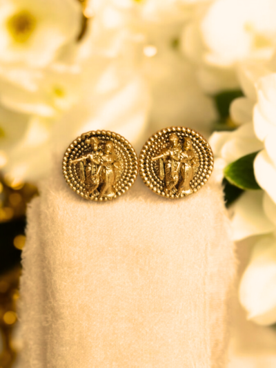 Gold Plated Divine Radha Krishna Stud Earrings
