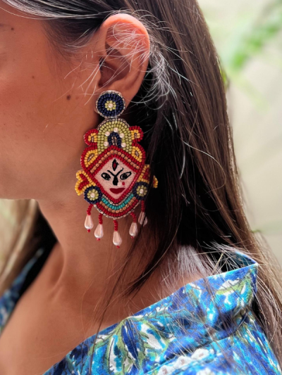 Goddes Durga Colourful Beads Earrings