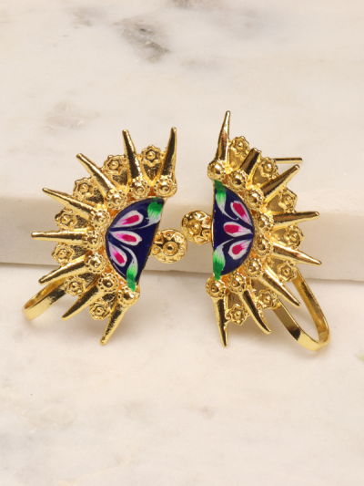 Golden half Sun Metal Earrings