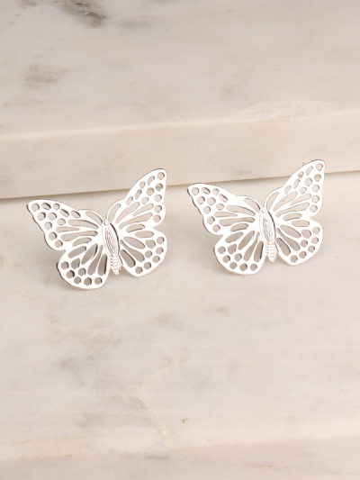 Silver Butterfly Metal Earrings