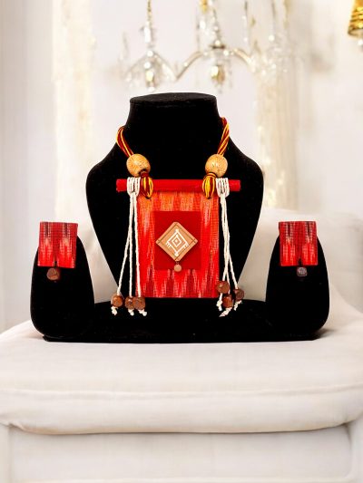 Handmade Boho Ikat Charm Neckpiece Set