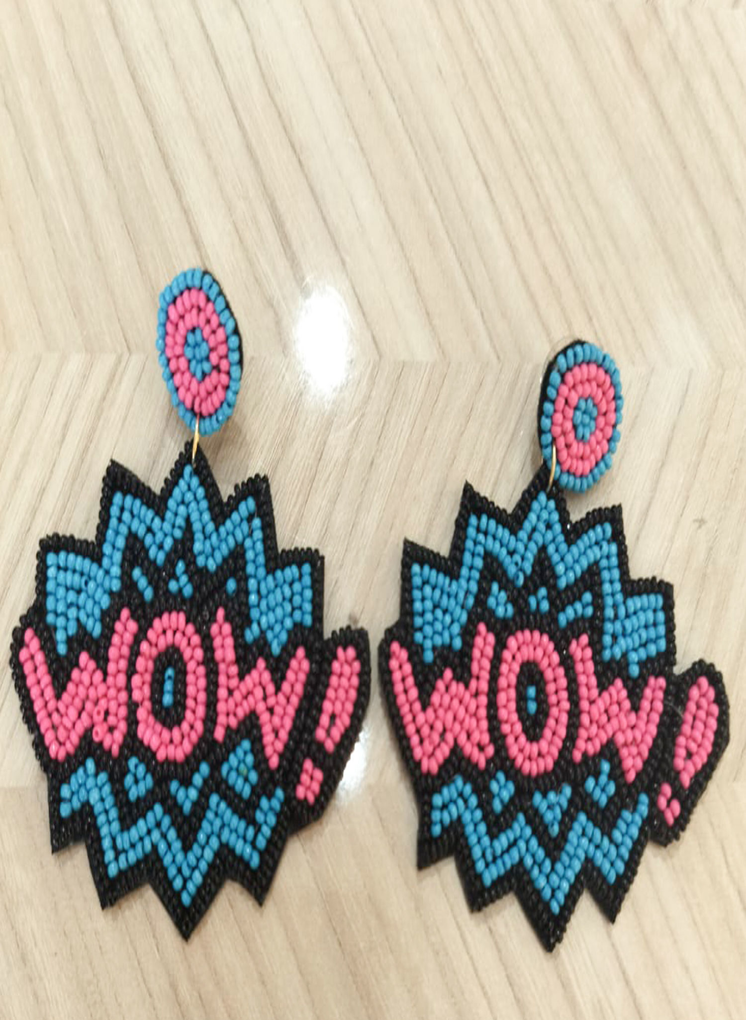 Funky "WOW" Beaded Dangle Earrings