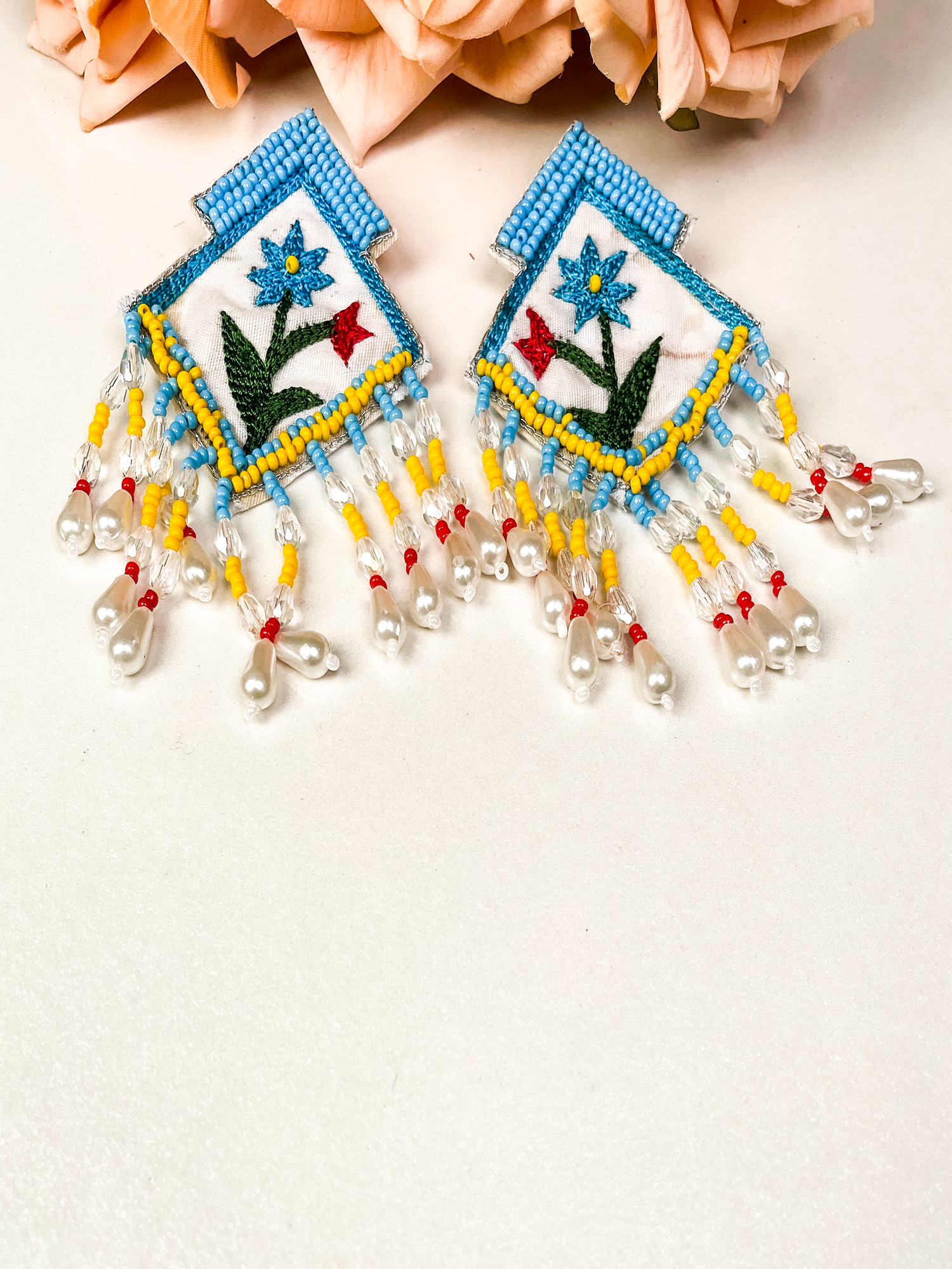 Handcrafted Beaded & Embroidered Dangling Earrings
