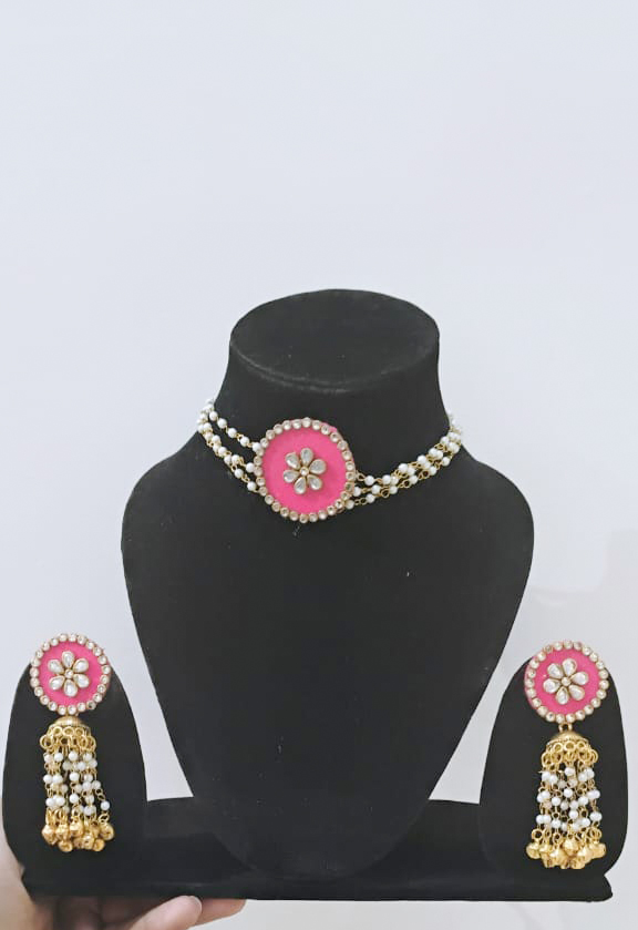 Delicate Thread & Pearl Neckpiece with Earrings