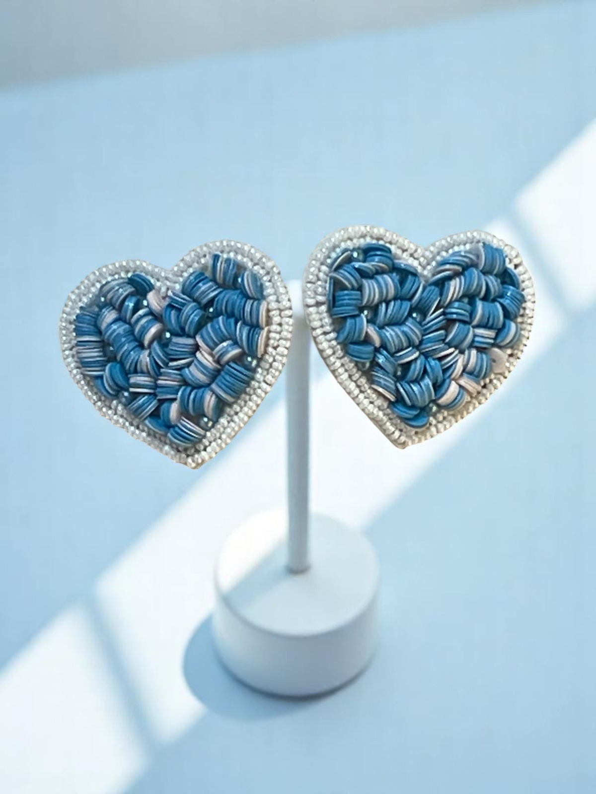 Fashionable Blue Heart Drop Earrings