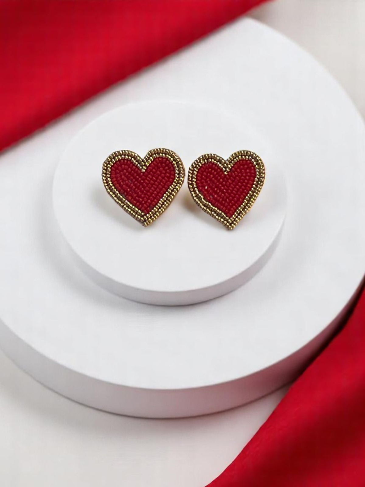 Deep Passionate Red Heart Glow Earrings