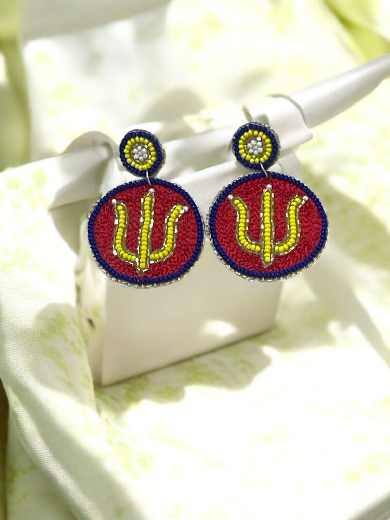 Spiritual Strength: Red & Gold Trishul Earrings
